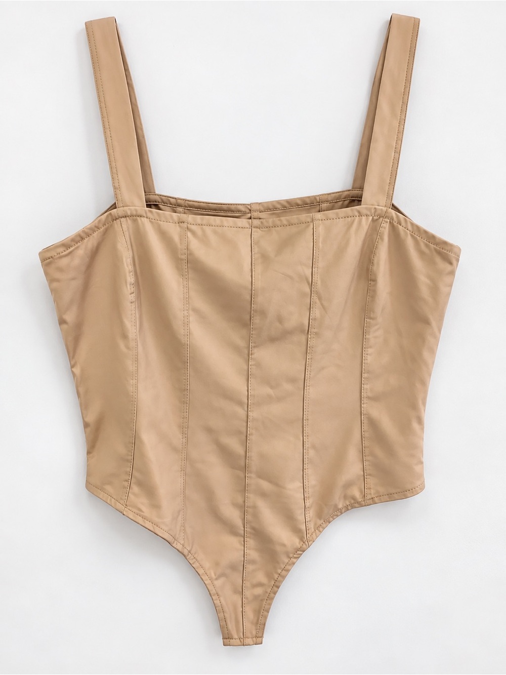 Women's Tan Crop Bodysuit Tank Top
